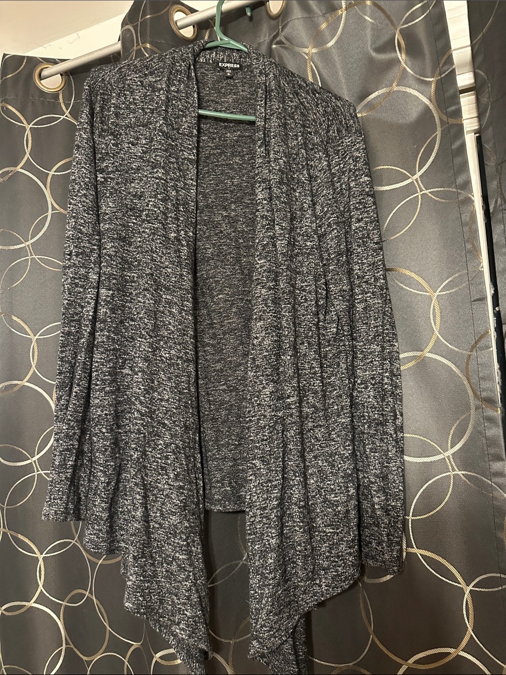 Express Open-Front Marled Charcoal Gray Cardigan